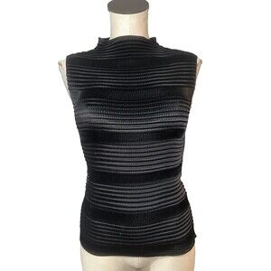 Nicola Women’s Vintage Satin Stretch Smocked Tank Top size L High Neck Elegant